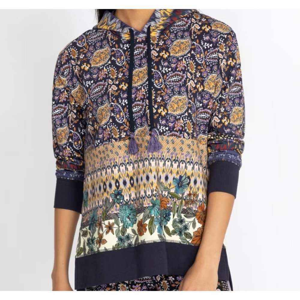 Johnny Was Betzy High Low Pullover Boho Eclectic Hoodie XS